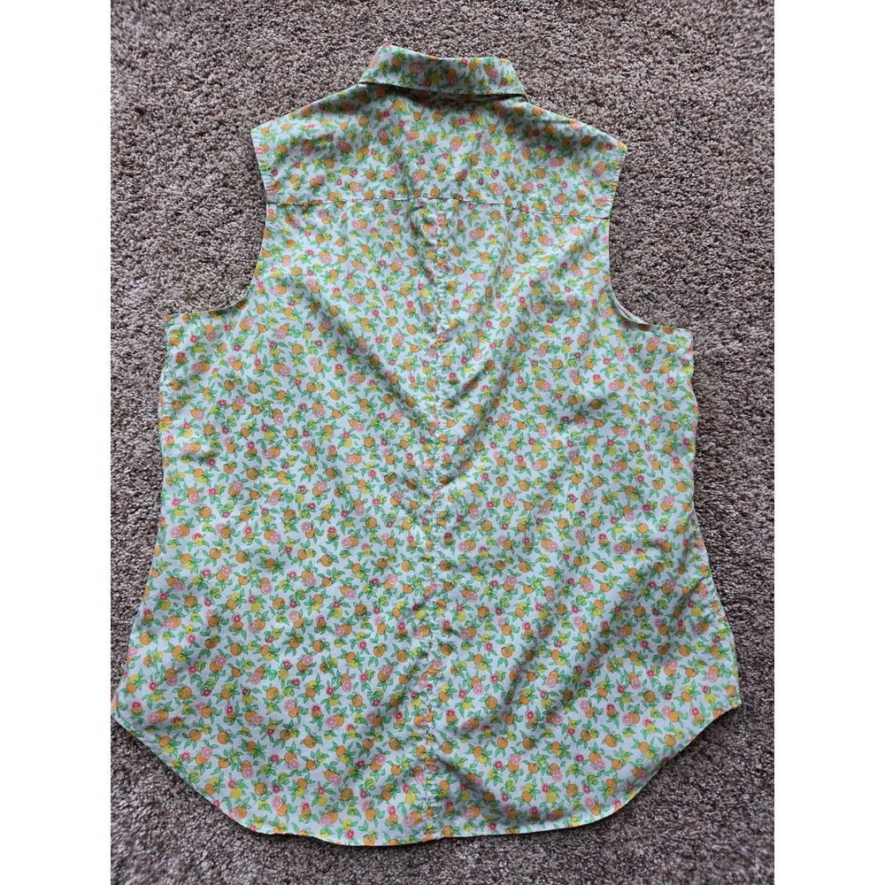 Lands End Women's 14 L Button Up Collared Blouse Sleeveless Summer Spring EUC - Picture 6 of 6